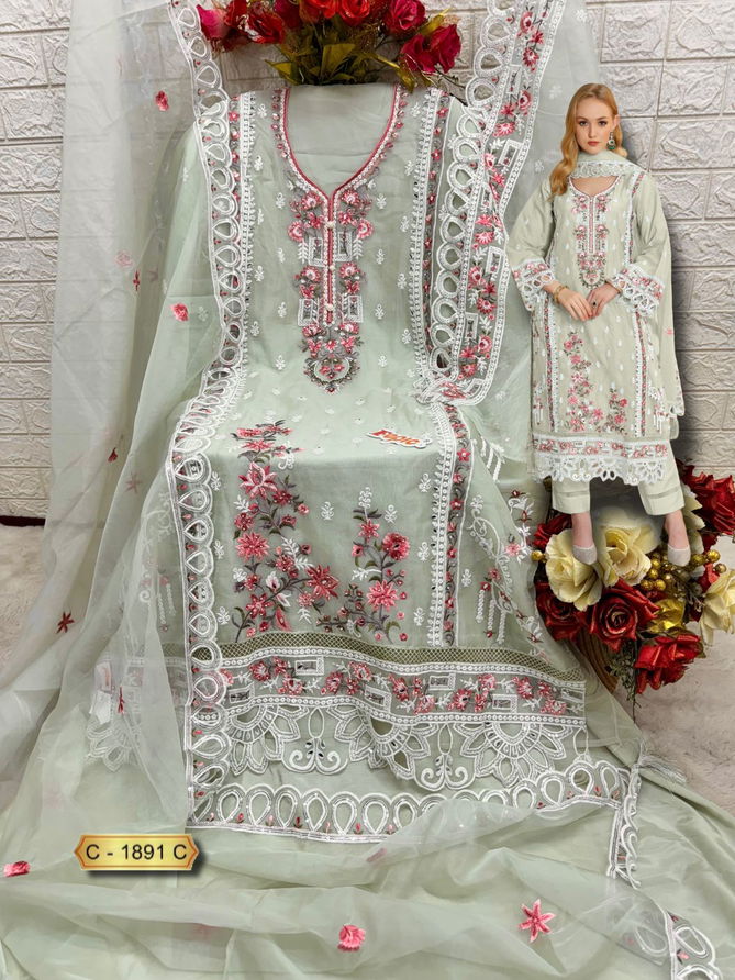 C1891 Rosemeen By Fepic Organza  Embroidery Pakistani Suits Orders In India